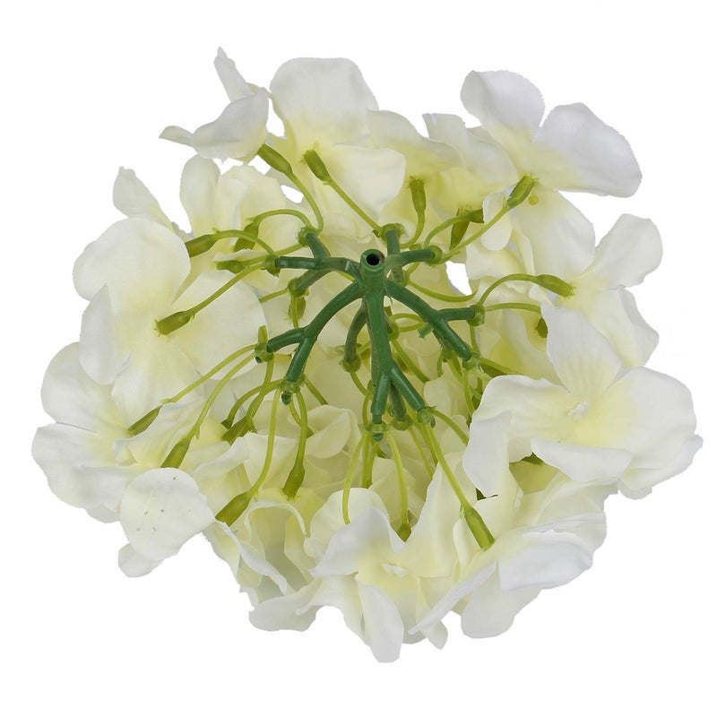Flojery Silk Hydrangea Heads Artificial Flowers Heads with Stems for Home Wedding Decor Pack of 10 (Ivory) - Image 3